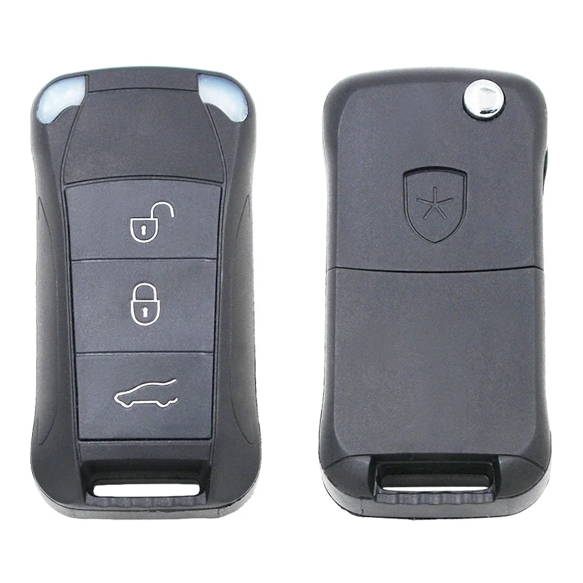 3 Buttons Flip Remote Key Shell Case Fob Porsche Cayenne Uncut HU66 Blade key case car key shell car remote key car key key shell