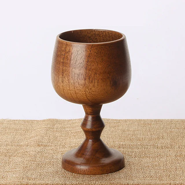 Wooden Wine Glass Vintage Jujube Wood Wine Goblets - Set Of 4 Medieval ...