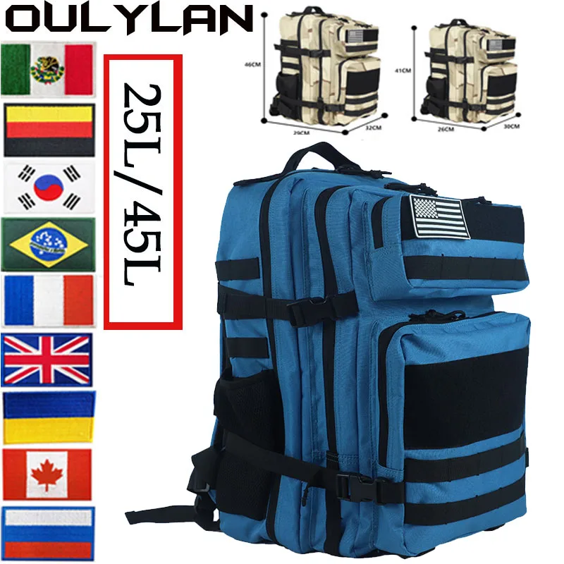 

OULYLAN 900D Cloth Camping Mountaineering Hiking 25L/45L Camping Backpack Women Men Camouflage Tactical Travel Bag Rucksack