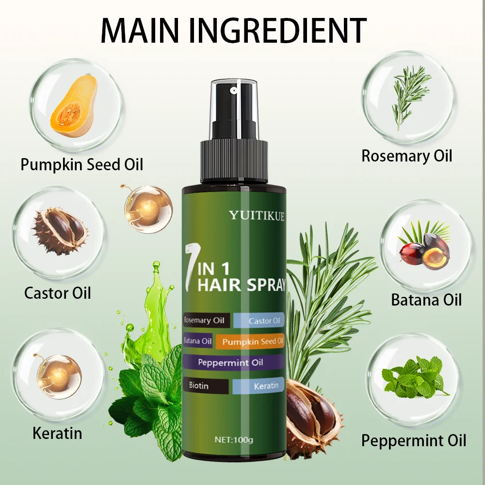 7-in-1 hair care spray, reduces hair breakage, long-lasting oil control, super fluffy, powerful split-end repair, thick and soft