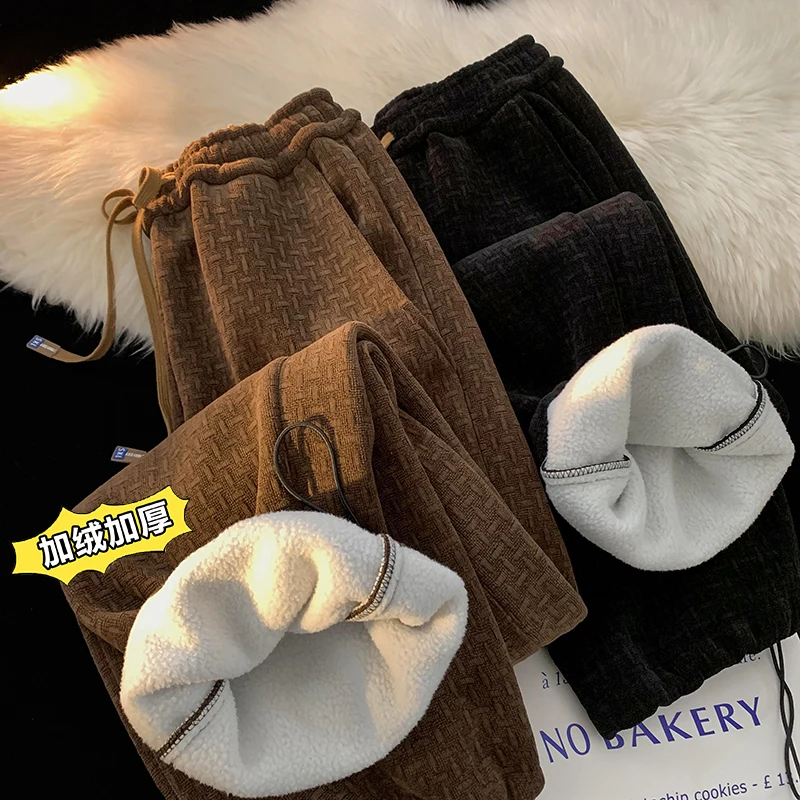 

Sweatpants Mens Straight Baggy Cotton Thick Warm Casual Pants Male Loose Casual Pants Streetwear Sport TrousersOversize Sports