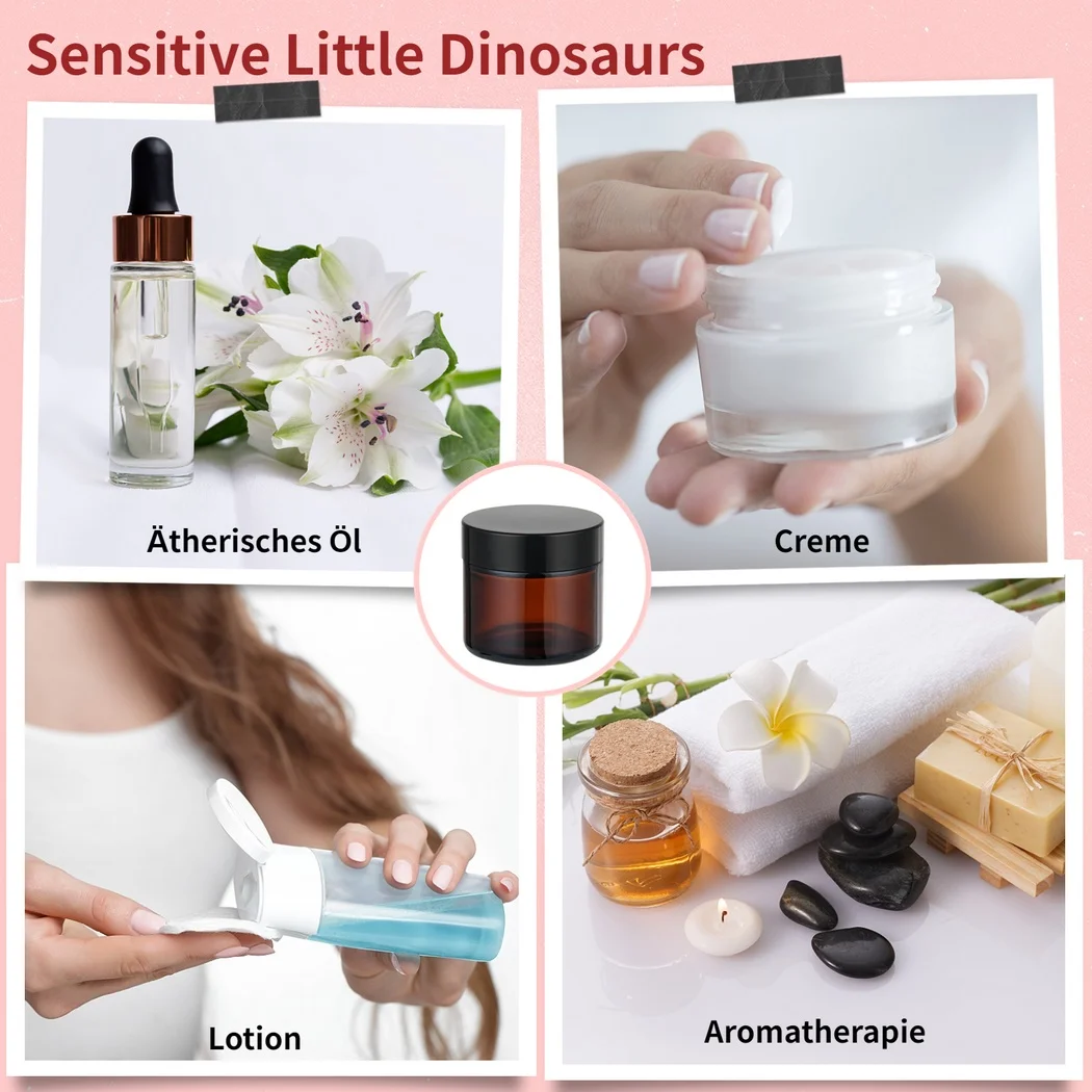 10Pcs Amber Glass Jars Straight Sided Cosmetic Jars Empty Cosmetic Containers For Cosmetic Cream Lotion 60ml Face Cream Bottles 5