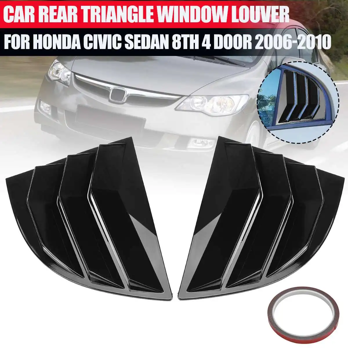 

Автомобильный Стайлинг для Honda For Civic Sedan 8 2006-2010, затемняющие жалюзи для заднего стекла, рама для жалюзи, молдинговая крышка, наклейка, аксессуары для отделки
