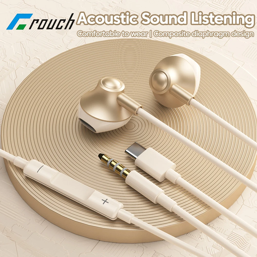 3.5MM/Type C Wired Earphones Noise Cancelling Wired Headphones In-Ear Headsets Gaming Earphones For iphone 15 Samsung PC Laptop For wired headphones wired earphone wired earbuds wired headset