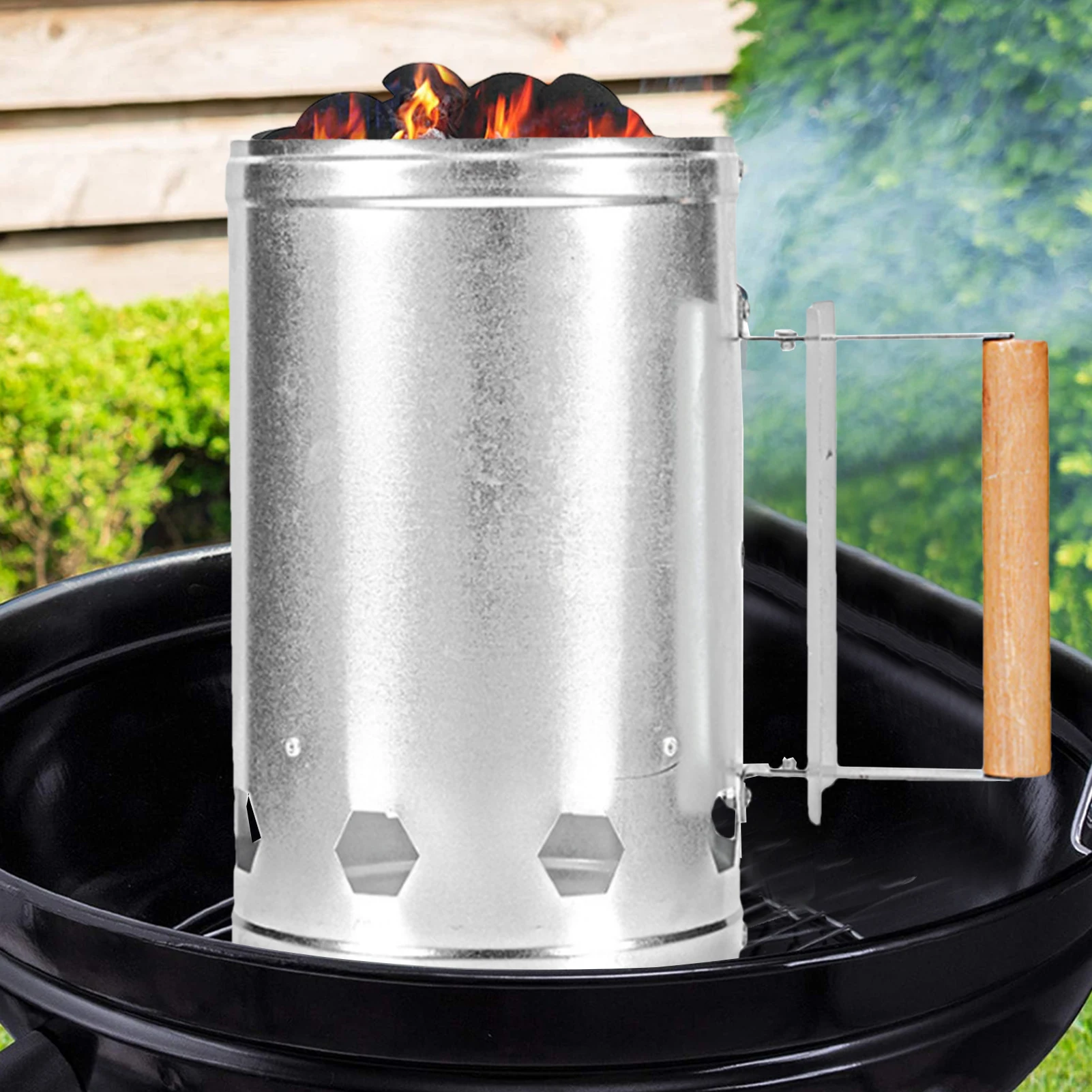 Fire Burning Barrel Metal Burn Bucket for Outdoor Camping Fire Pit Anti Slip Rust Proof Grill Charcoal Fast Stove Barrels