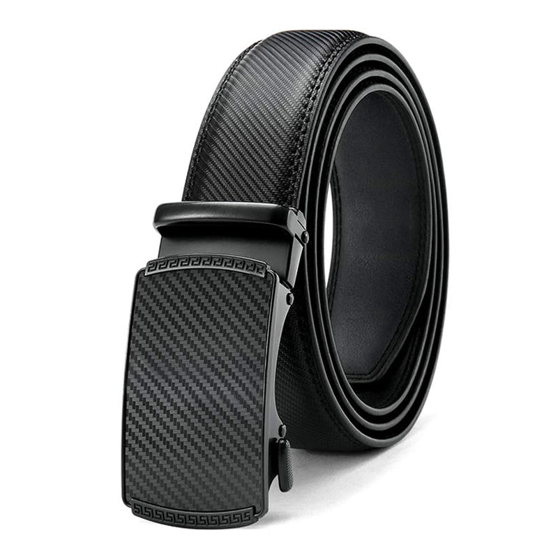 Men Genuine Leather Belt High Quality Metal Automatic Buckle Belts Leisure Fashion Strap Ratchet Belts for Men Pants Waistband