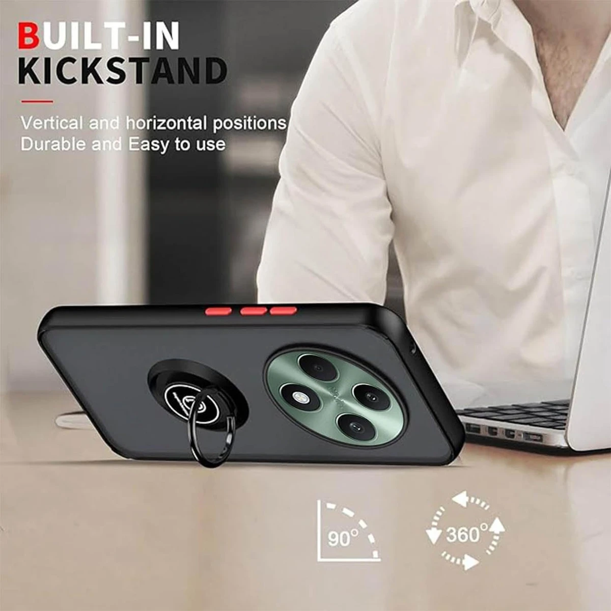 Kickstand Armor Matte Case with Ring Magnetic Holder and Stand - Shockproof Coque s