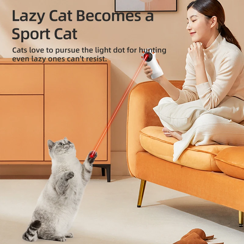 ROJECO Automatic Cat Laser Toy Smart Interactive LED Handheld Pet Teaser - Image 5