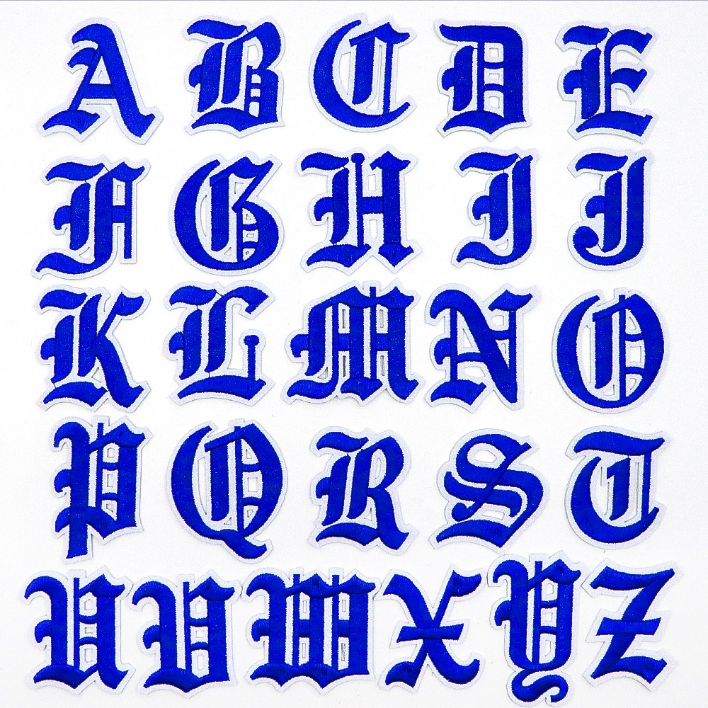 1Set Gothic Eisen auf Buchstaben für Kleidung alte englische Buchstaben Eisen auf Zahlen für Kleidung Abzeichen Stoff Patches für Jeans Taschen – Detail 3