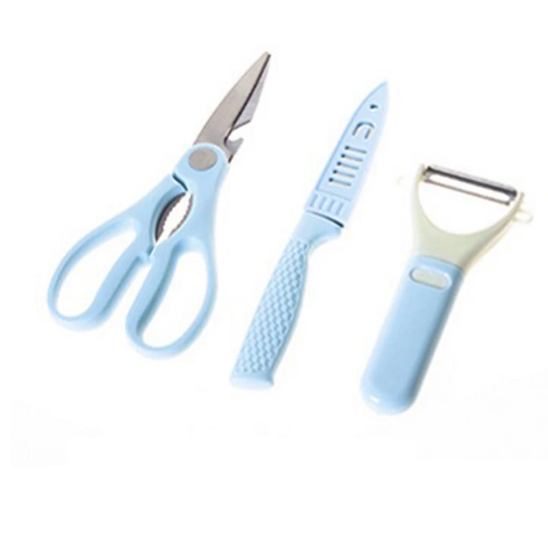 

Ножницы из нержавеющей стали, нож для кожи, набор ножей для фруктов, домашний многофункциональный набор из 3 предметов