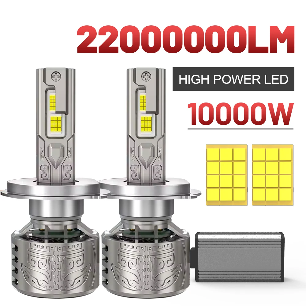 22000000LM H4 캔버스 LED 헤드라이트 전구 10000W H7 H11 H1 9005 HB3 9006 HB4 9012 HIR2 터보 자동차 헤드램프 12V 24V 자동차 조명