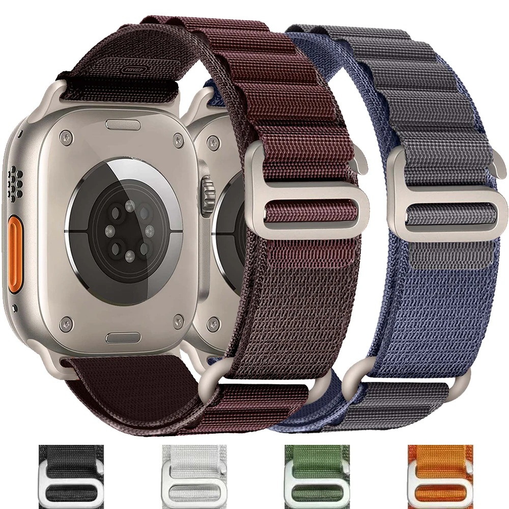 

Ремешок Alpine для Apple watch Ultra 2 band, нейлоновый браслет для iwatch series 8 9 7 SE 6 5 3, 49 мм 45 мм 44 мм 40 мм 41 мм 44 мм