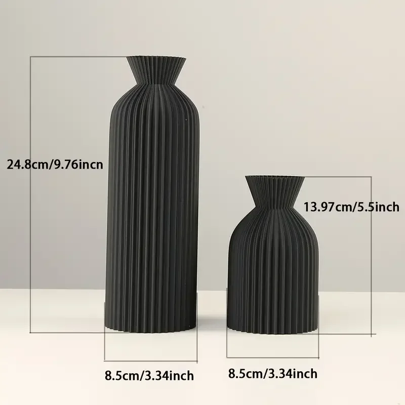 Elegant Black Plastic Vase - Boho Chic Decorative Centerpiece for Home, Office, and Living Room 6