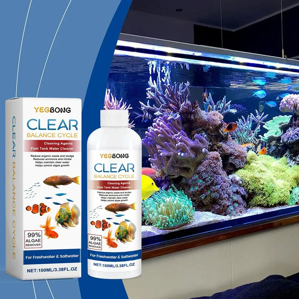 Description Picture 2 of item100ML Cleaner Fish Tanks Safe Reduce Algae Remover Aquarium Sludge Remover Bio Enzyme Clarifier Algae Control Cleaner Aquariums