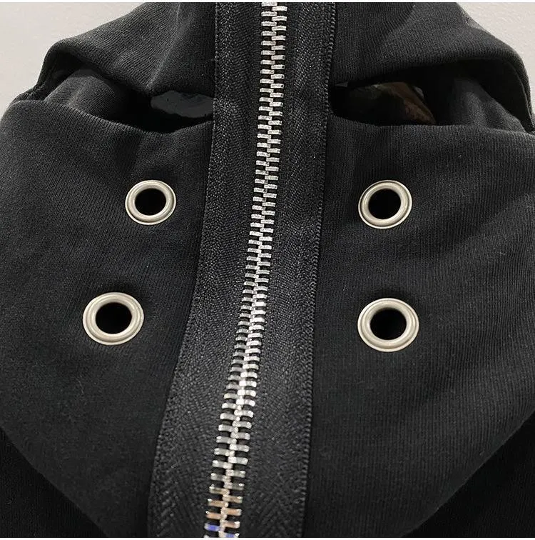 HKSH Autumn New Man Tide Dark RO Style Shark Shape Eyelet Zipper Hooded Long Sleeve Sweatshirt Chic Ins Hoodie Women Ins HK12791