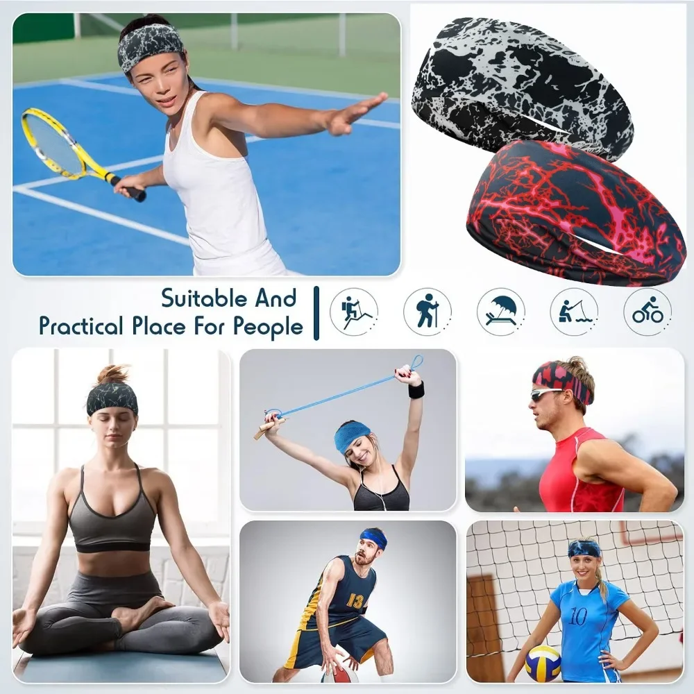 Printed Sport Hairband Fitness Yoga Headband Men Women Sports Non Slip Breathable Athletic Headband Elastic Sweat Absorbing