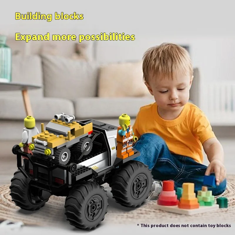 Children's remote-controlled car, fully waterproof building block RC off-road truck, amphibious climbing all terrain toy car 2