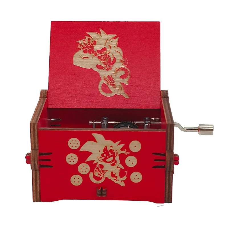 Wooden Hand-cranked Dragon Ball Engraving Music Box Exquisite Birthday Gift,music box