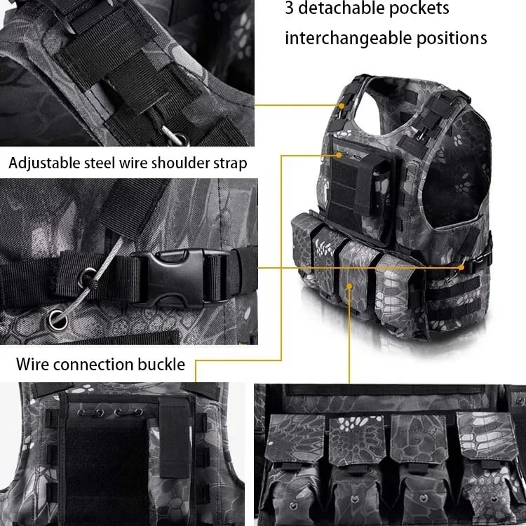Multi-Pocket Army Tactical Vest Combat Body Vests Security Hunting Outdoor CS Airsoft Training Jacket Security Molle Laser Vest 2