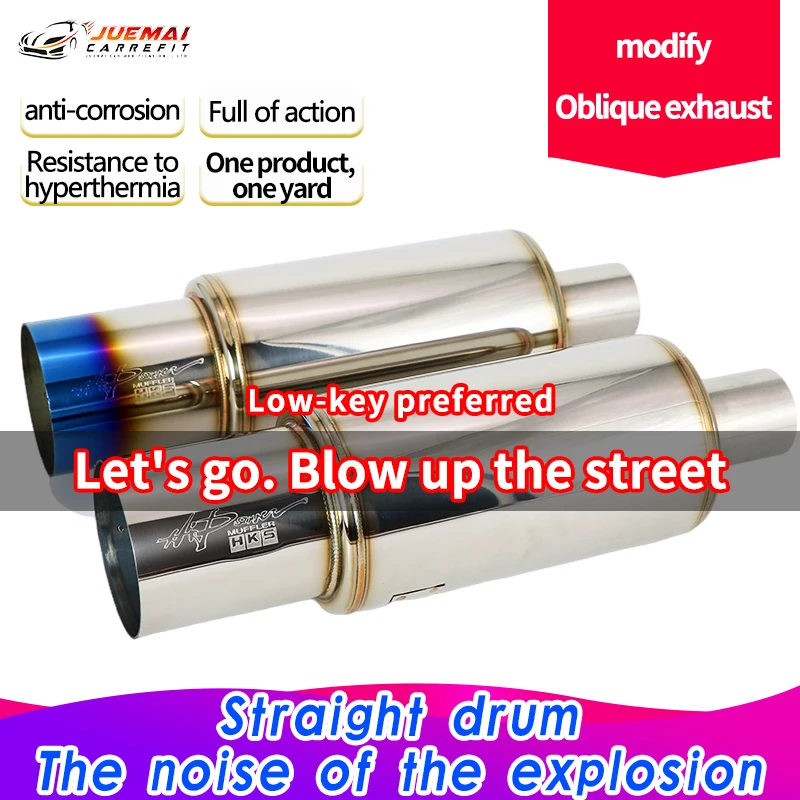 Exhaust Muffler Tip 89mm Exhaust Pipe HKS Muffler Tail Pipe Universal Stainless Steel Silencer Tip Exhaust System Damper for Sports Car