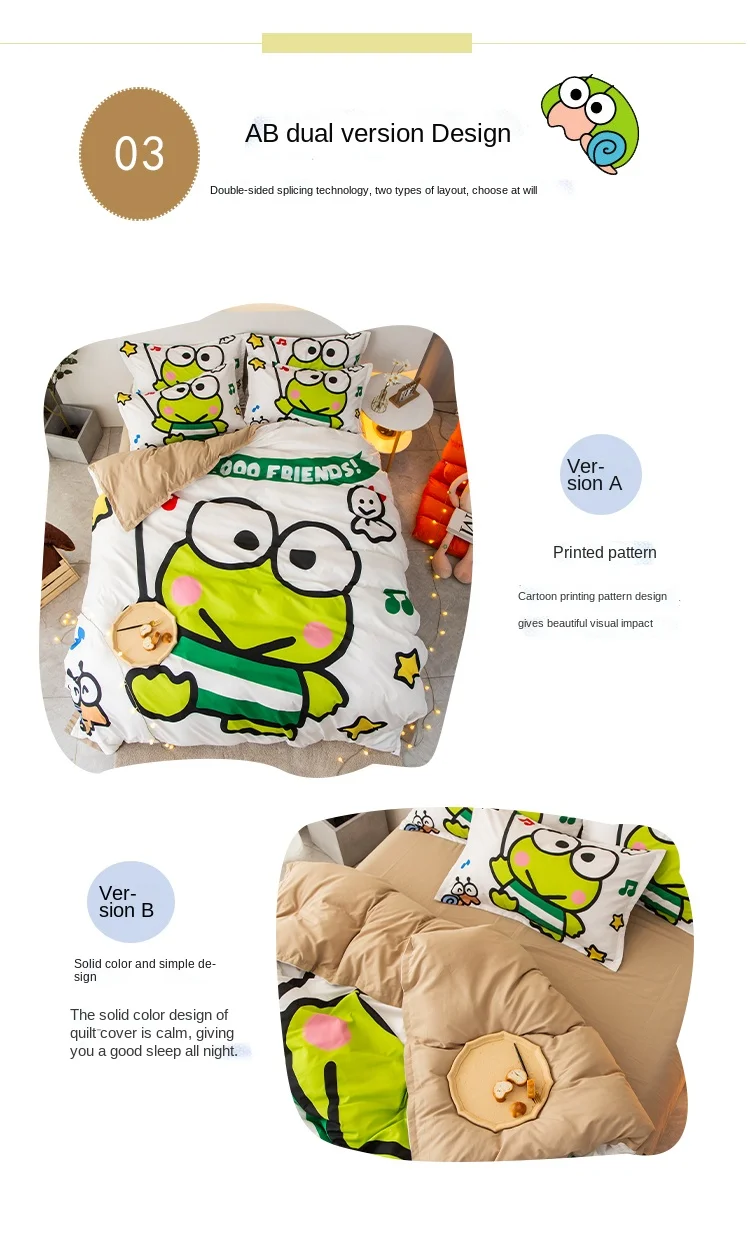 KEROKERO KEROPPI Bed Sets Duvet Cover Quilt Cover Pillow Case Bed