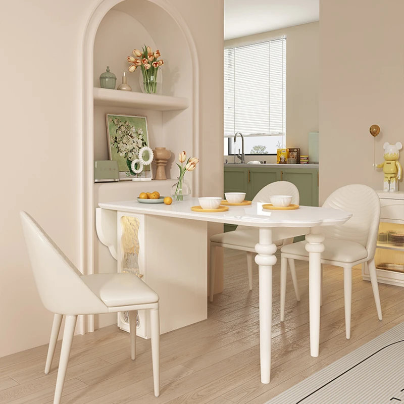 

Обеденный стол для небольшой квартиры, домашние настенные обеденные столы и стулья, комбинированный обеденный стол во французском стиле кремового цвета