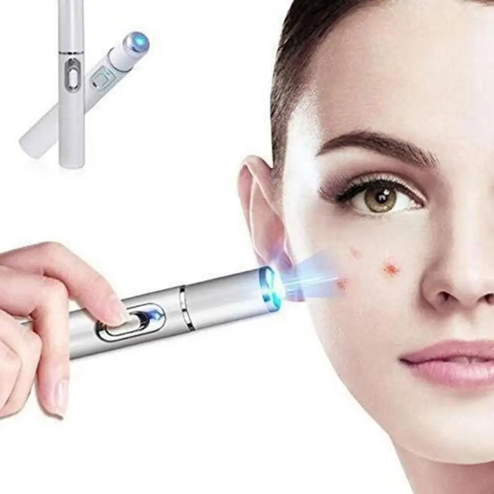 Blue Light Acne Pen Mini Blue Light Acne Pen Eye Massager Anti-Pouch Black Eye Massage Stick and Face Beautifying Instrument