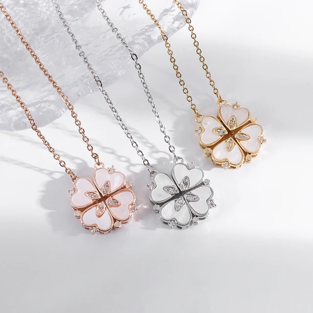 Diamond Accent Heart-Shaped Four Leaf Clover Pendant In