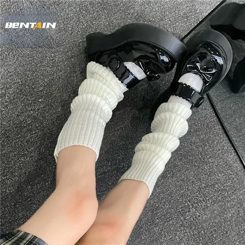Lolita Long Socks Women Leg Warmers Knitted Warm Foot Cover Arm Warmer Ladies Autumn Winter Crochet Socks Boot Cuffs leg warmers