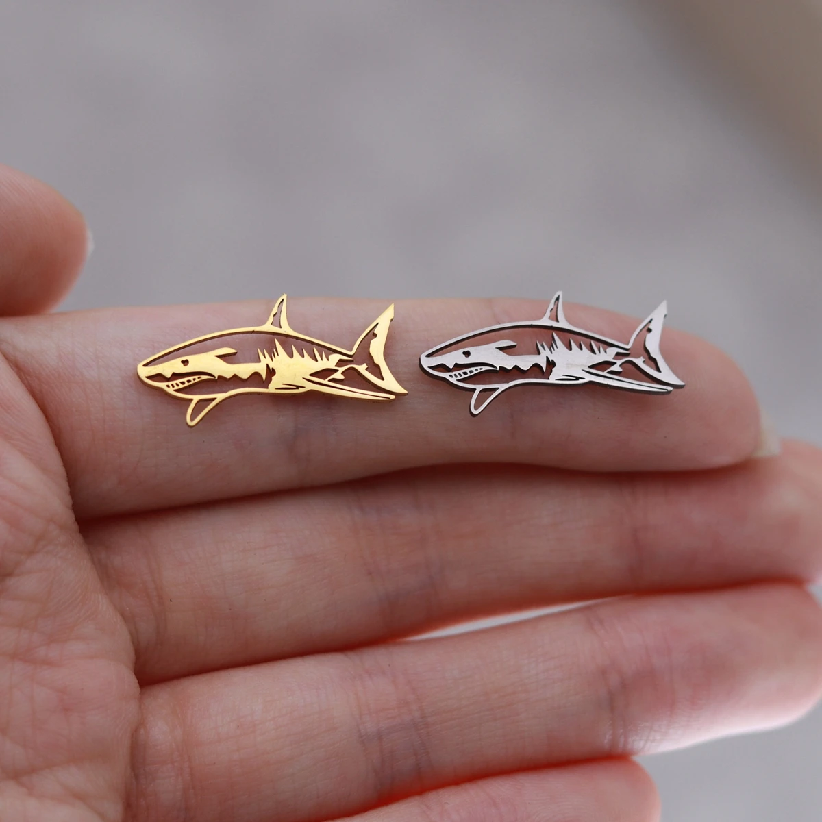 3pcs 바다 동물 스테인레스 스틸 참 상어 물고기 펜던트 쥬얼리 목걸이 귀걸이..