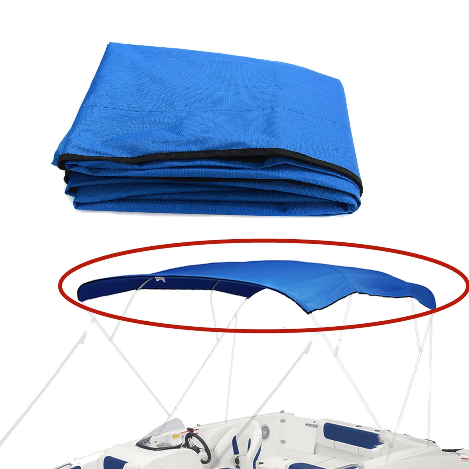 Waterproof and UV Resistant Boat Cover Canvas Yacht Awning Top Cover Zipper without Frame Fits 3 Bow 73''-78''W boat cover