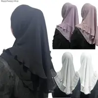 One Piece Malaysia Fashion Chiffon Headscarf Shawls Muslim Arab Hijab Instant Khimar Turban Prayer Head Wrap Ramadan Amira Cap