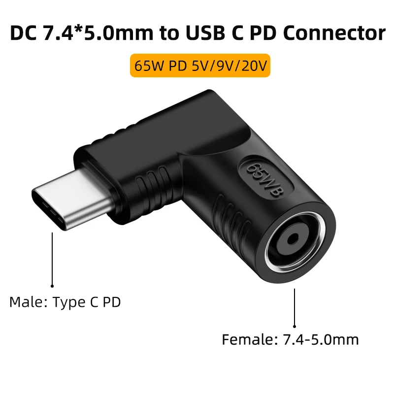 Carregador Portátil com Adaptador de Energia Usb tipo c pd Conversor para Macbook Huawei hp Dell Dell hp Dell Lenovo Xiaomi Samsung 65w dc 7.4×5.0 mm