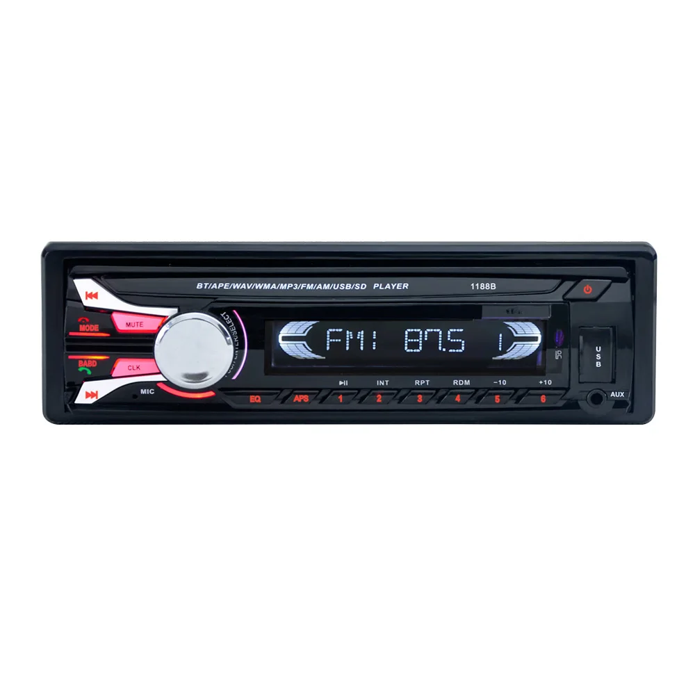 

1188B Bluetooth Car Stereo Audio 1Din Player With Phone Holder In-Dash Fm Radio Mp3 Player Aux/Usb/Sd Card With Remote Control