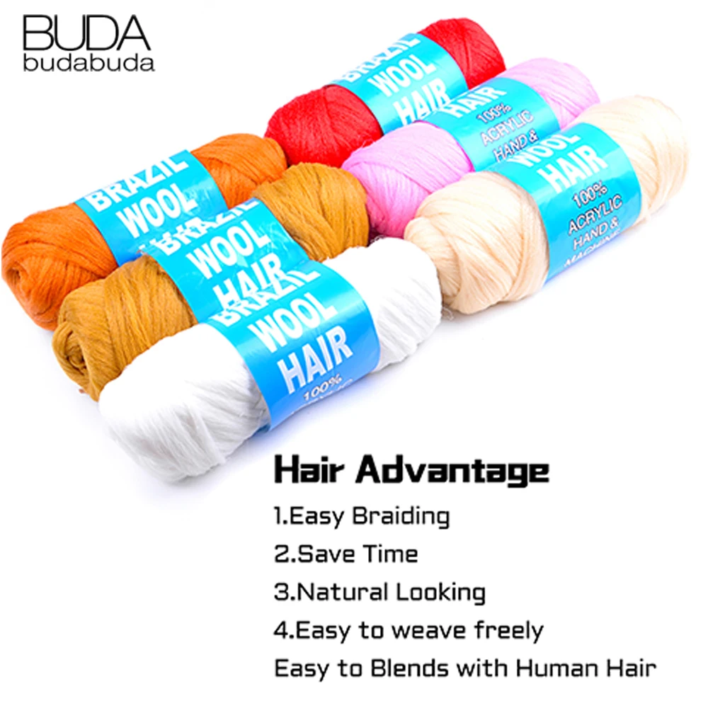 Brazilian Wool Hair Extension For Women Kids African Yaki Synthetic Senegalese Twist Faux Locs Wraps Jumbo Crochet Braiding Hair 5