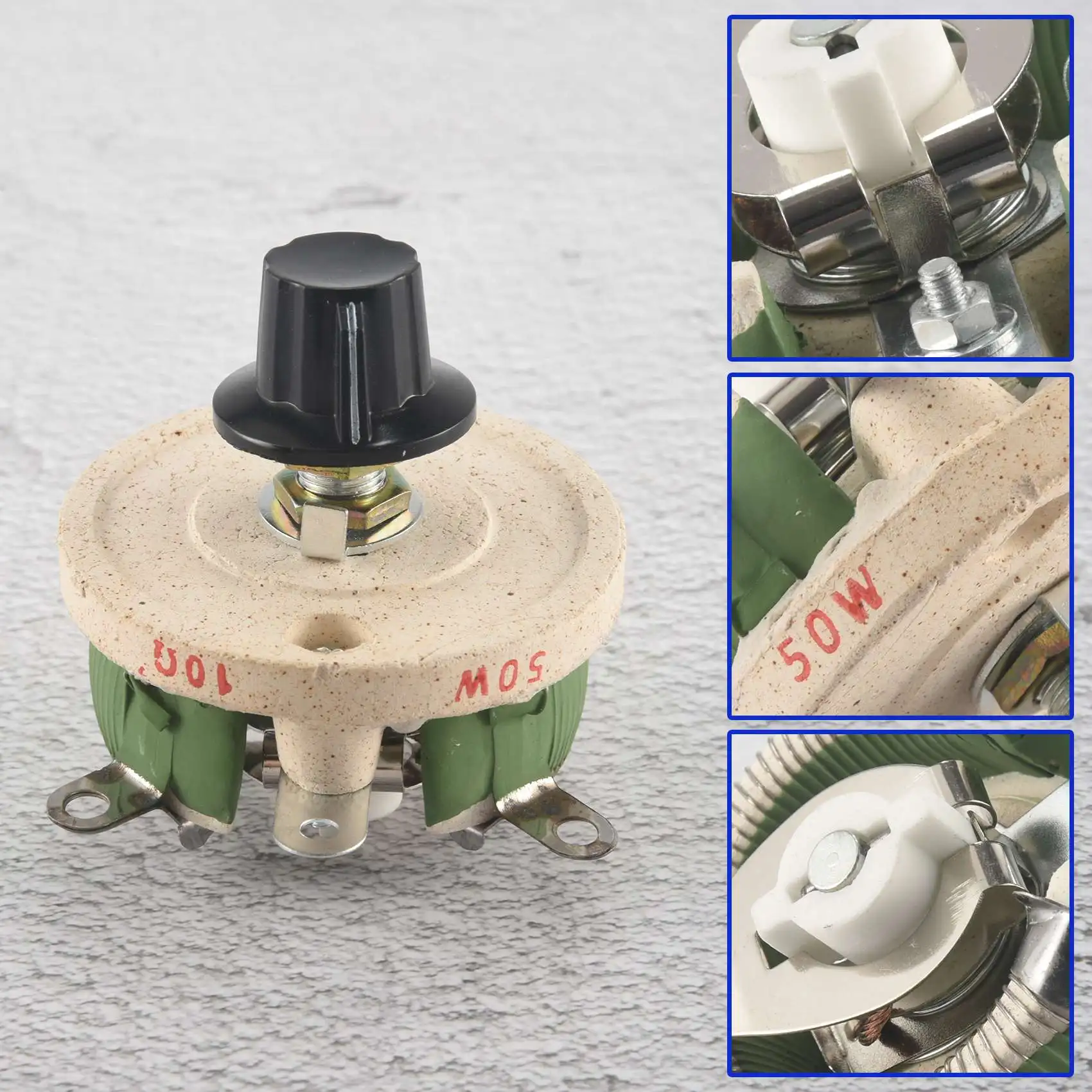 50W 10 Ohm Ceramic Potentiometer Variable Taper Pot Resistor Rheostat Rare