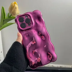 3D Bubble Meteorite Pattern Phone Case with Water Ripple Design and Shockproof Lens Bumper - iPhone 11 (Rose Red)