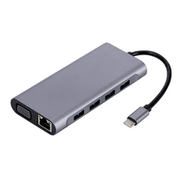 Premium 11 - in - 1 USB - C Hub Docking Station with 4K HDMI, USB 3.0, PD, RJ45, and Card Reader (Black)