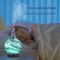 Glass Marble Design Air Humidifier Aroma Machine Ultrasonic Essential Oil Aroma Diffuser 7-Color LED Light Cold Mist Spa HomeUse 2