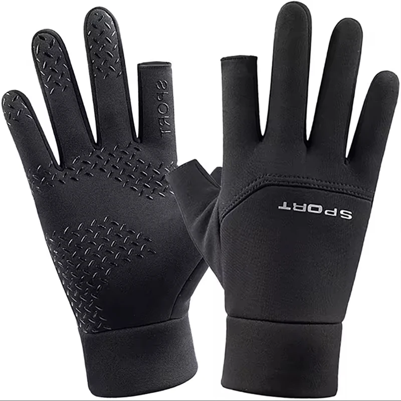 Winter Fishing & Cycling Gloves - Thermal Touchscreen Anti-Slip Grips  with  2 - Finger  Design  for  Outdoor  Angling