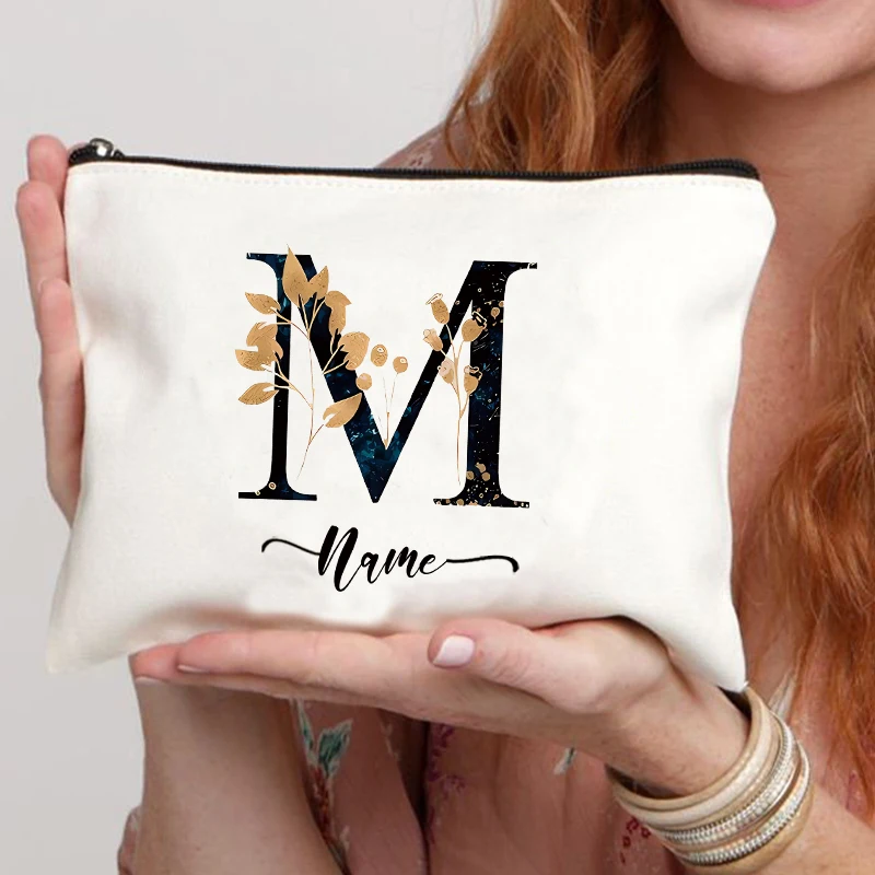 Custom Name Minimalist Makeup Bag - Personalized Gift