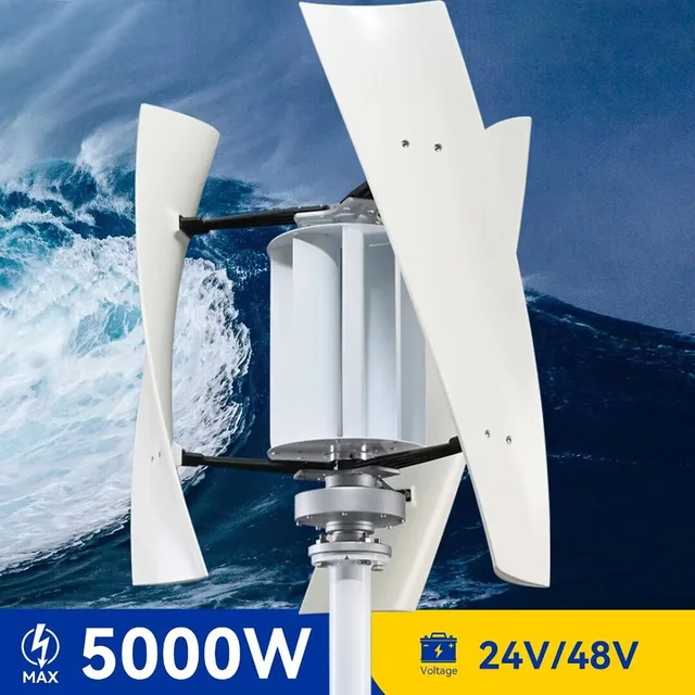 3KW 5KW 10KW เครื่องกําเนิดไฟฟ้ากังหันลมแนวตั้ง 24V 48V แม่เหล็กไดนาโมฟรีพลังงาน Strong Power AC 220 V อินเวอร์เตอร์สําหรับ Home 1