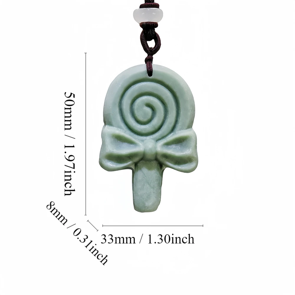 

Natural Real Jade Lollipop Pendant Necklace Carved Gemstones Gifts for Women Men Vintage Gift Amulet Chinese Jewelry Talismans