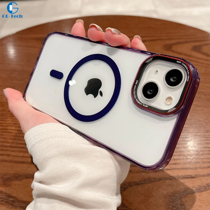 

MJ Series Fashion High Transparent Shockproof Phone Case for iPhone 14 13 Pro Max Magsafe Magnetic Clear Cover Capa Fundas Coupe