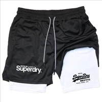 Summer Shorts for Men 2 in 1 Athletic Gym Workout Running Performance Shorts Print with Phone Pocket Quick Dry Breathable shorts 1