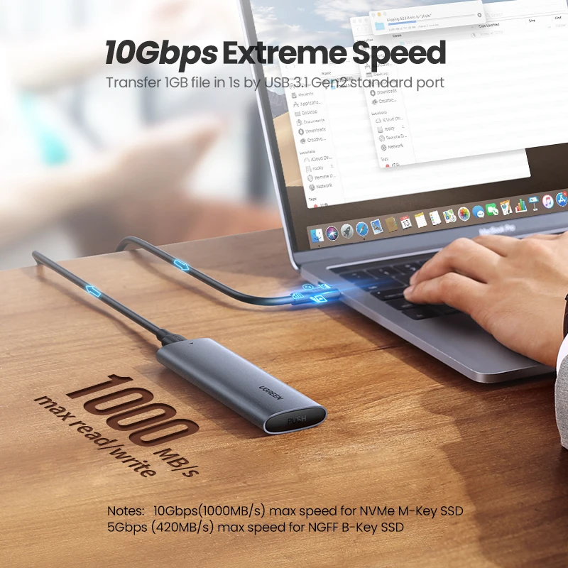 UGREEN M.2 NVMe SSD Enclosure Adapter Aluminum 10 Gbps USB C 3.1 Gen 2 to NVMe PCIe M-Key Solid State Drive External Enclosure solid state drive external hard drive external hard drive case ssd enclosure hard drive enclosure hard disk case external hard drive box hdd case enclosure hard drive adapter ssd adapter