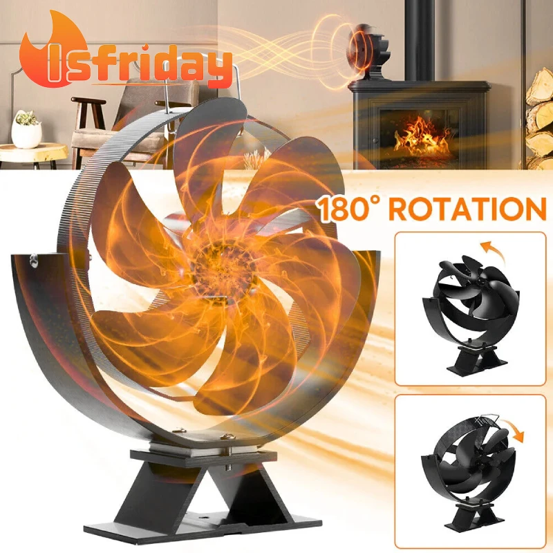 

6 Blades Heat Powered Stove Fan 360 Rotating Fireplace Fan Log Wood Burner Eco-fan Quiet Efficient Heat Distribution Stove Fan