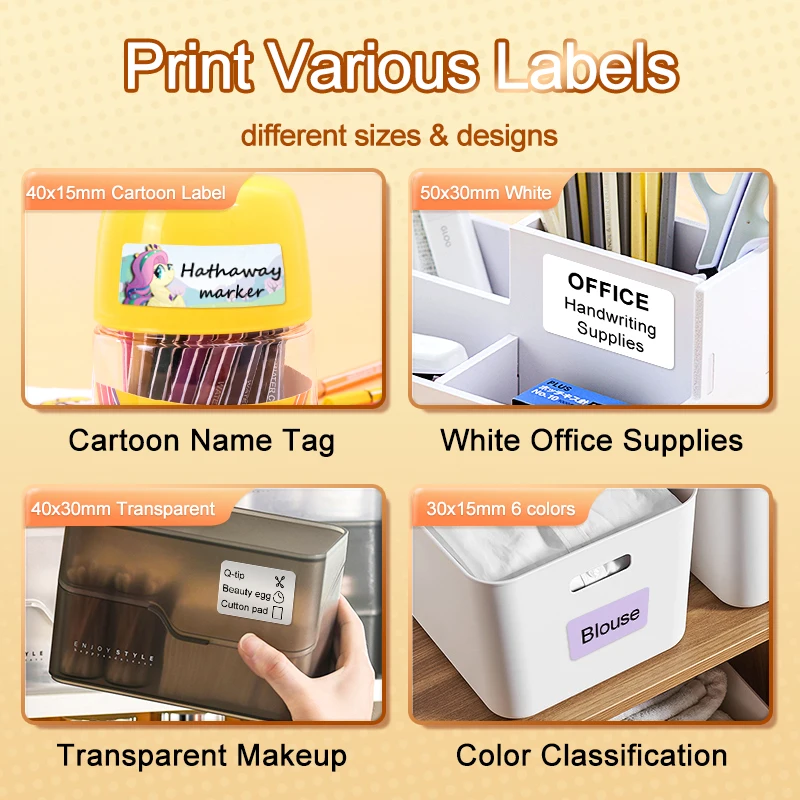 DETONGER P1 미니 자기 접착 휴대용 열 라벨 프린터, 비즈니스 홈 오피스 무선 잉크 없는 로고 스티커 프린터