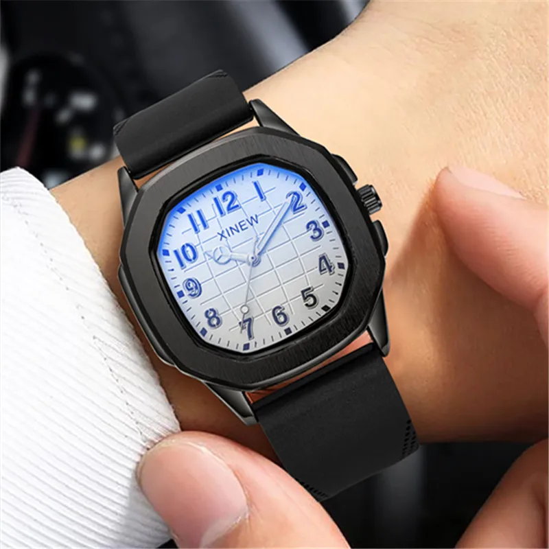 1pc / lot Original XINEW Brand Watches For Men Fashion Casual Leather Band Simple Sports Quartz Vintage Watch Black Montre Homme