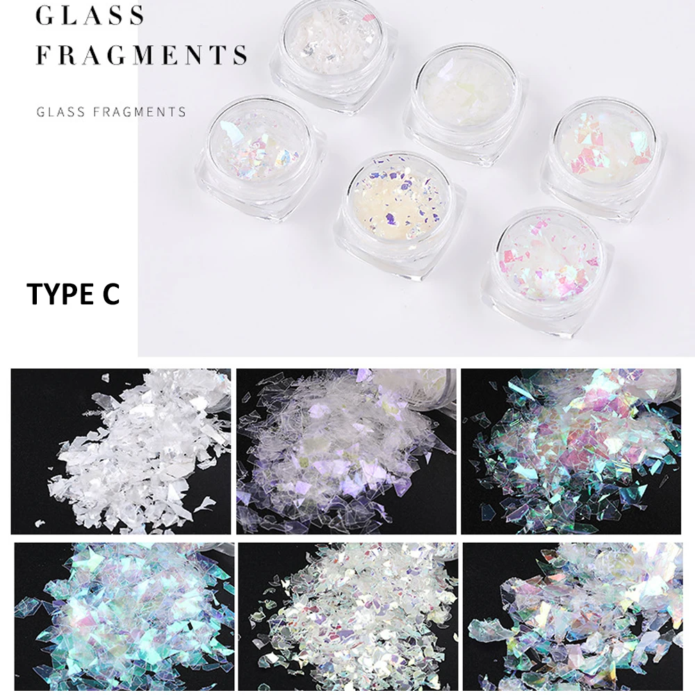 

3D Irregular Holographic Nail Sequins Glitter Broken Glass Gold Nail Foil Transfer Flakes Manicure Nail Art Decoration
